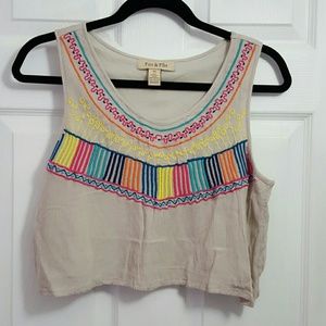 Tan embroidered crop top